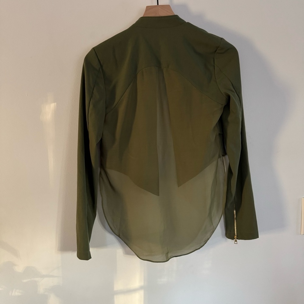 Guess Olive Green Jacket with Sheer Barely There Back XS - Picture 2 of 10